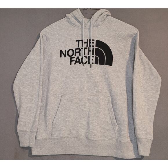 The North Face Women’s M Half Dome Hoodie Light Grey Heather Black Logo EUC - Picture 3 of 12